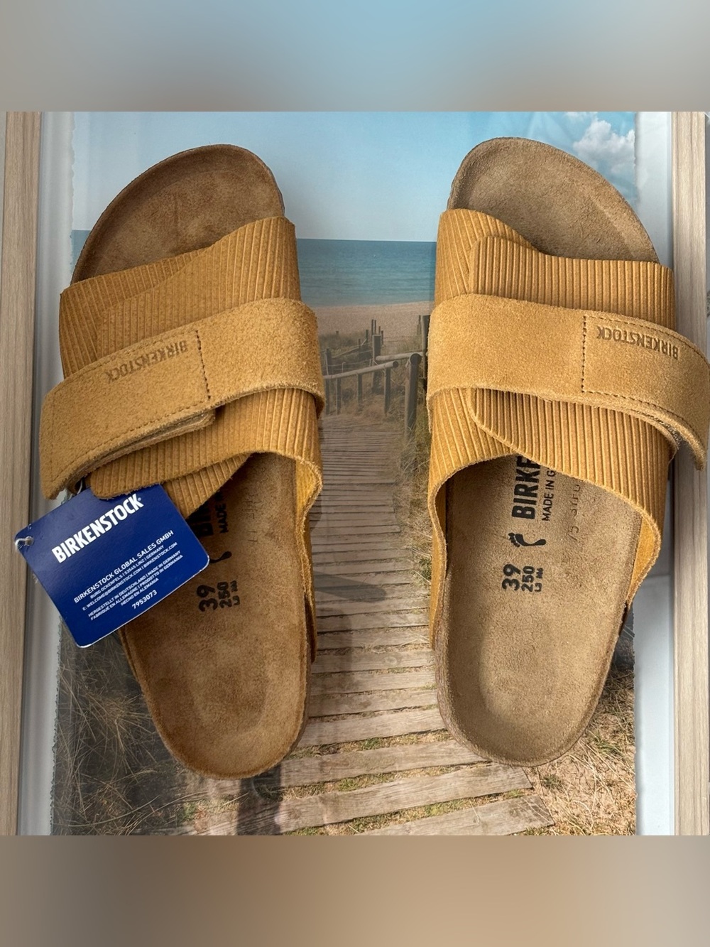 Birkenstock Kyoto Cork Brown Suede Leather Sandals Slides Wmns 8 8.5 39 NEW